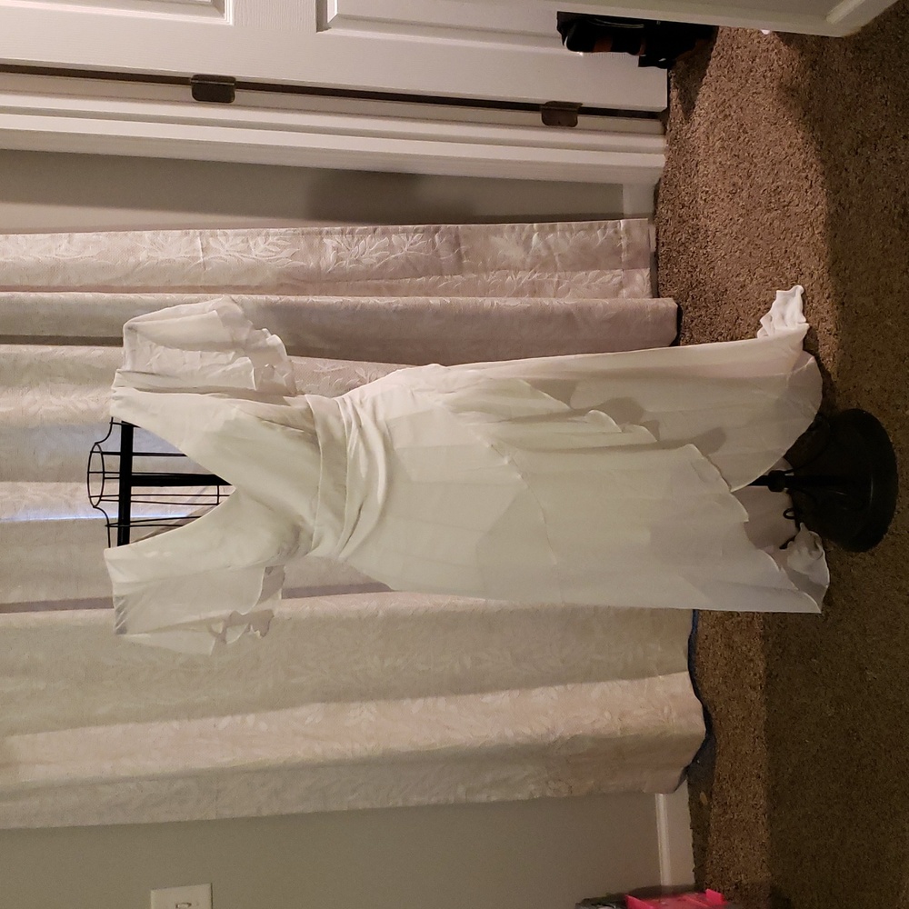 Ever Pretty Long White Flutter Sleeve Dress
